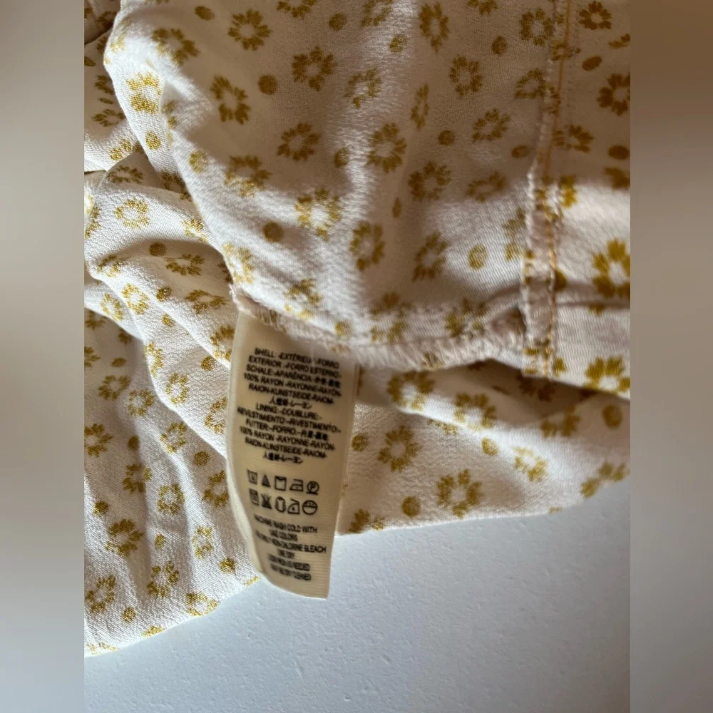 Free People Wonderland Printed Mini Dress Ivory Floral balloon sleeves boho XS